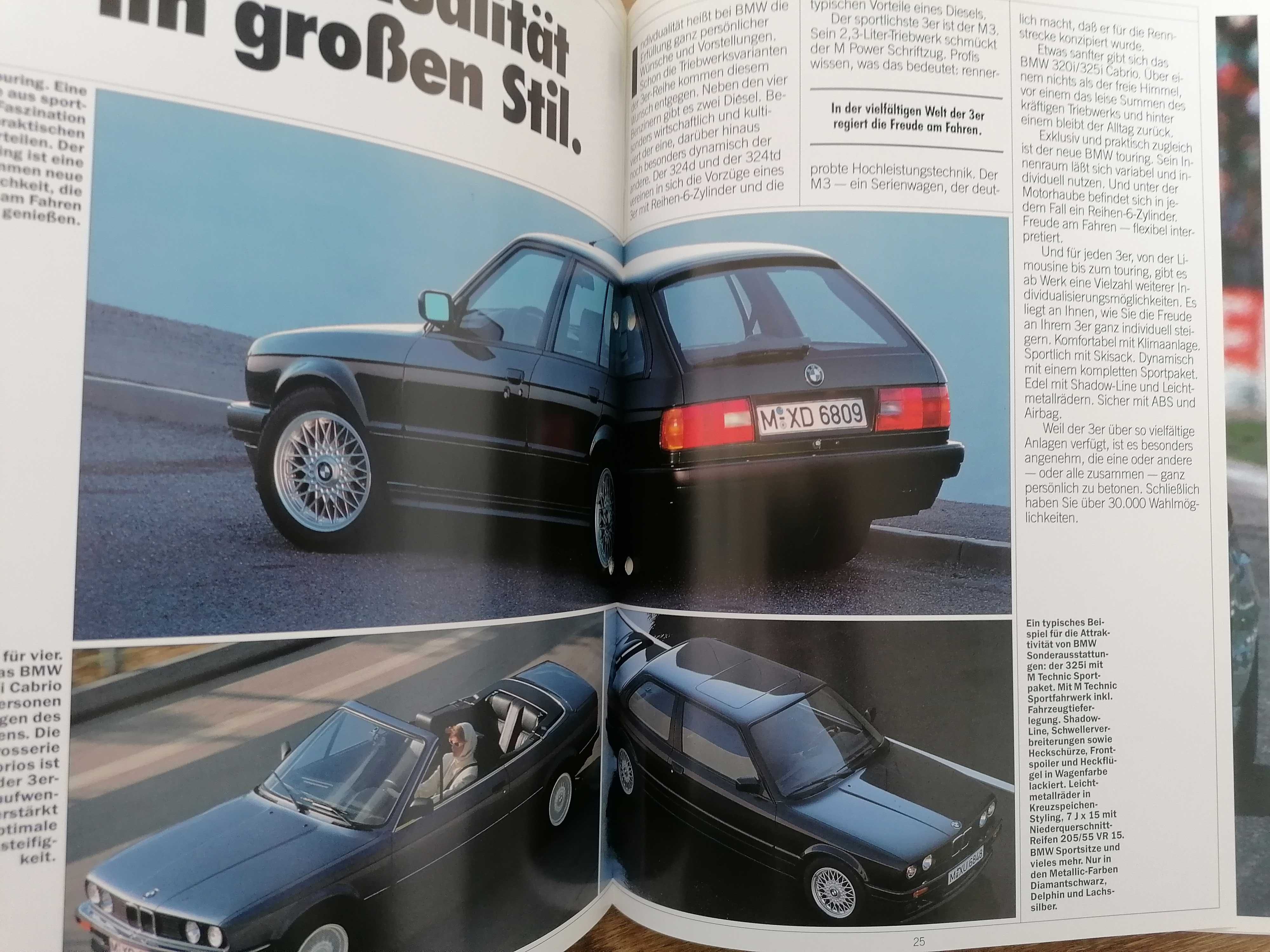 Prospekt BMW 3 E30 316i, 318i, 320i, 325i, 325iX