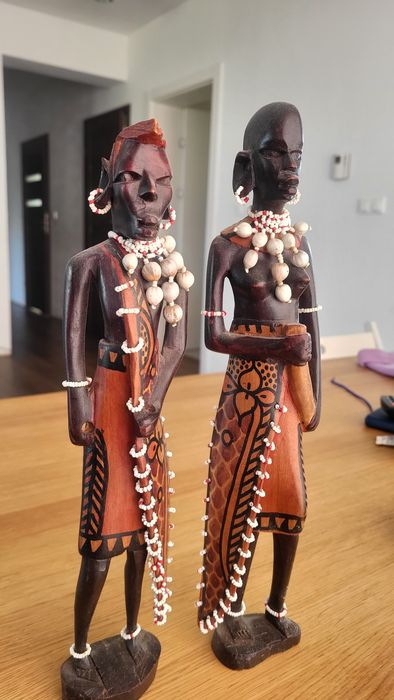Afrykańska rzeźby z drewna Para Masajów