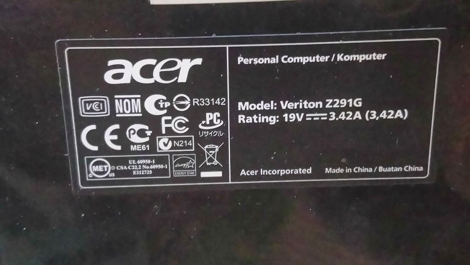 Komputer acer veriton Z291G