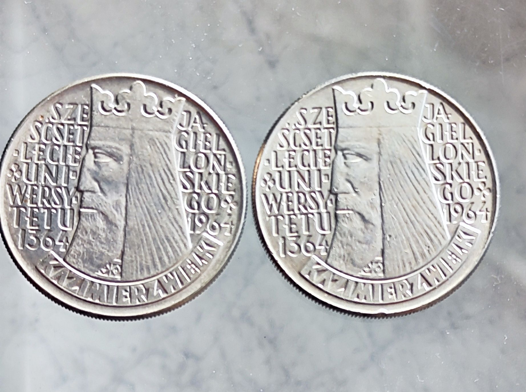 2 monety 10 zł 1964 Kazimierz Wielki wklęsły i wypukły
