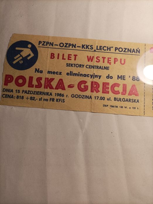 Pamiątkowy bilet z meczu Polska Grecja