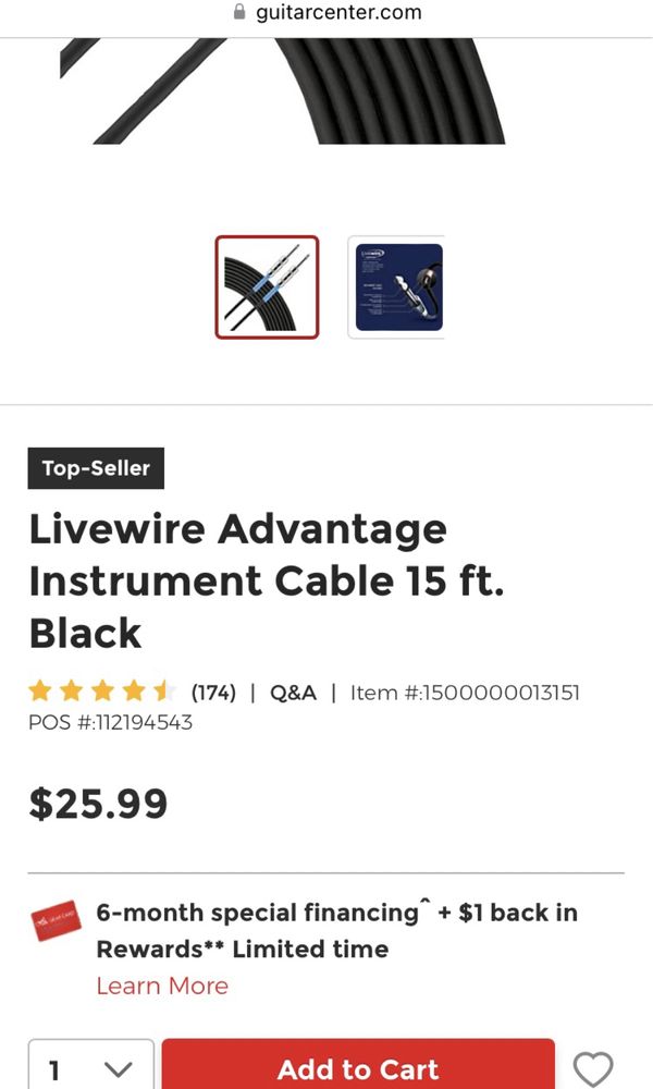 LiveWire Instrument Cable Neutrik инструментальный кабель для гитары