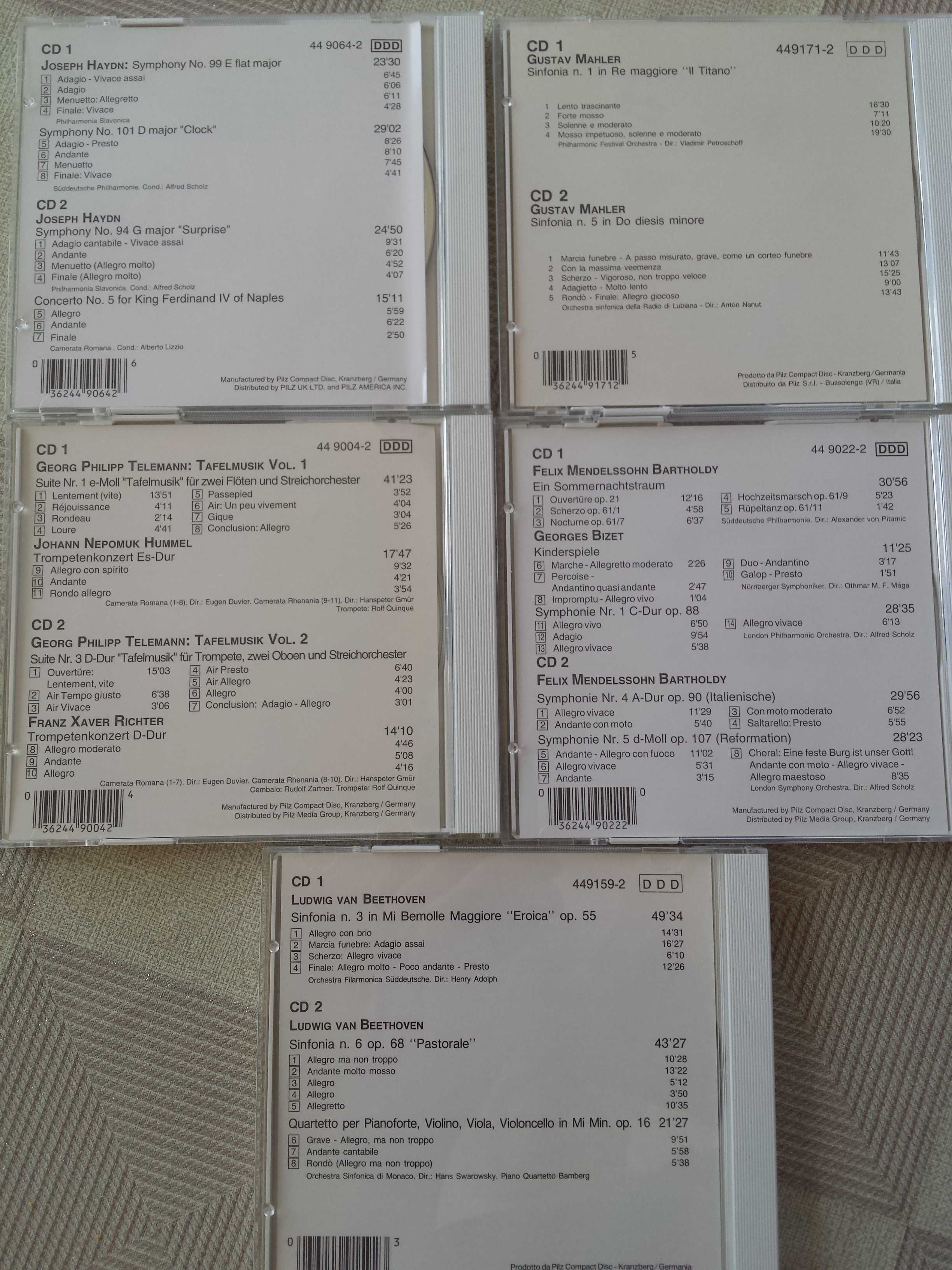 10 CD Haydn, Mahler, Telemann, Mendelssohn, Beethoven