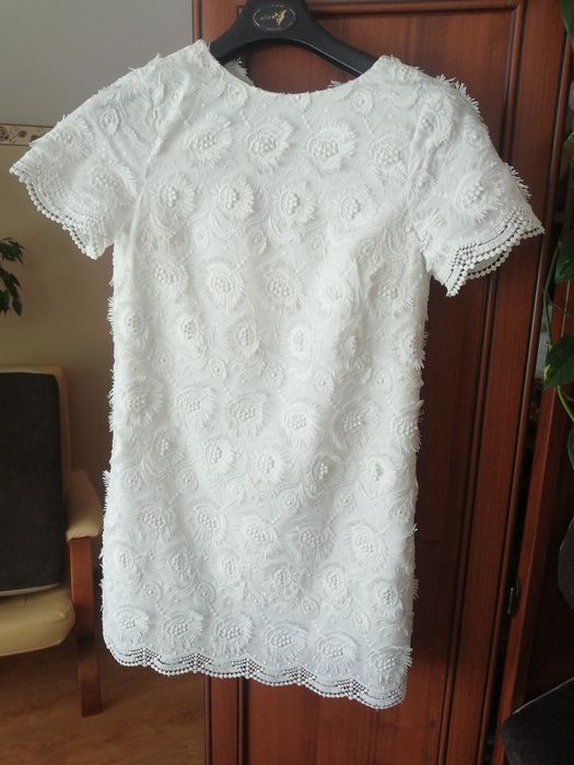 Sukienka mini Zara we wzory 3d M biała
