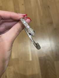 Красивейший браслет с россыпью муассанитов серебро 925 в виде змеи