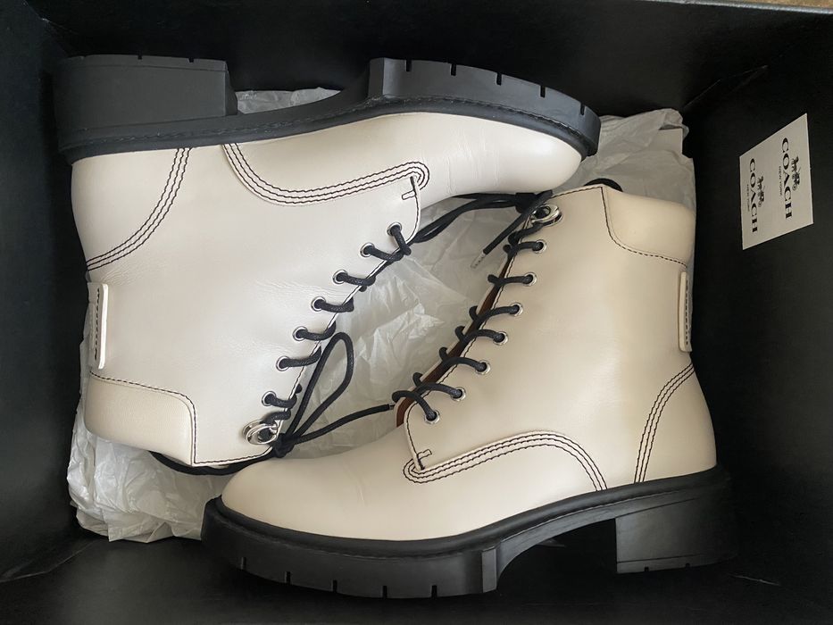 Черевики ботінки ботинки молочного кольору шкіряні coach 100% оригінал