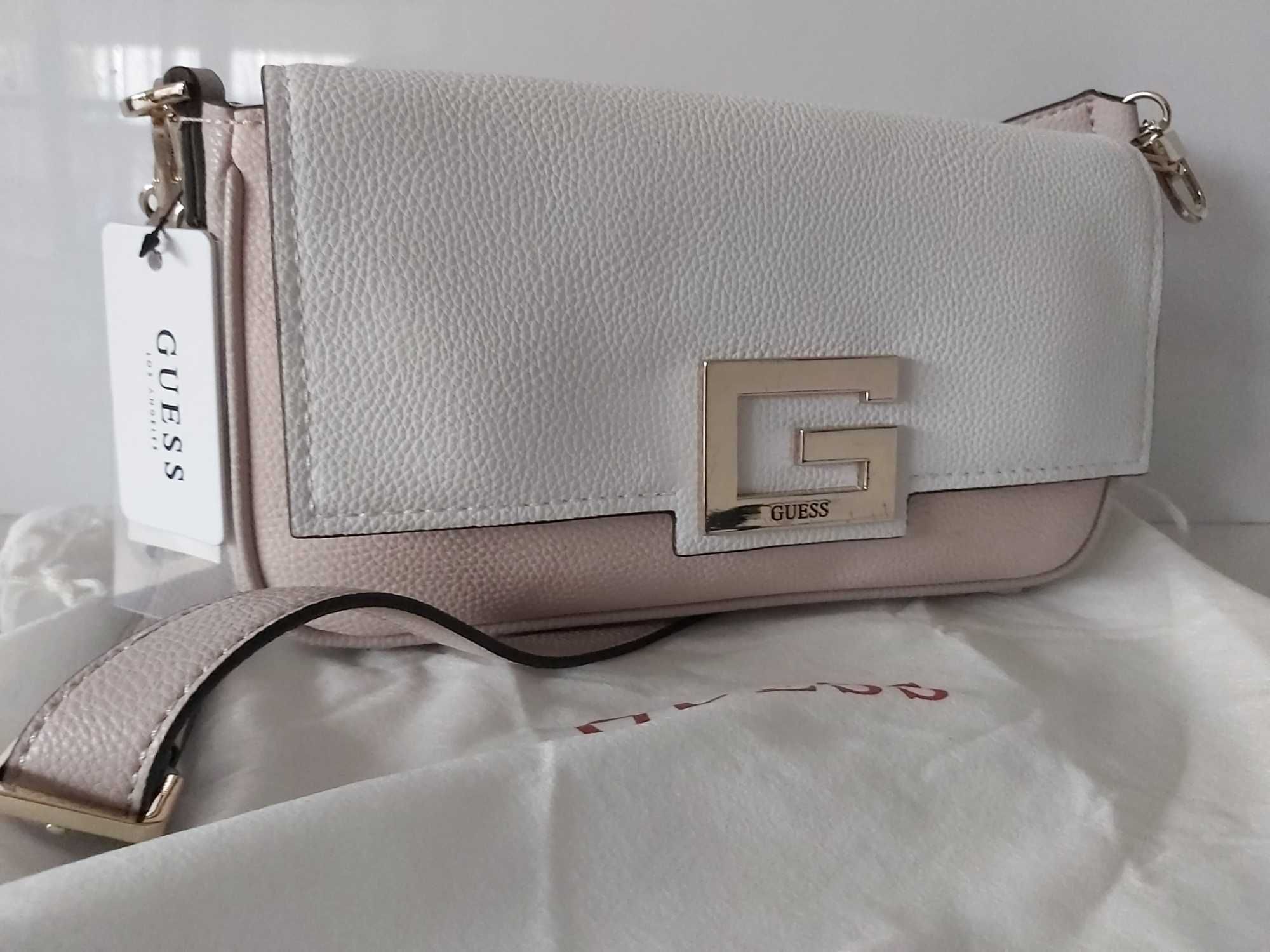 NOWA torebka GUESS elegancka  bezowa rózowa torba koktajlowa