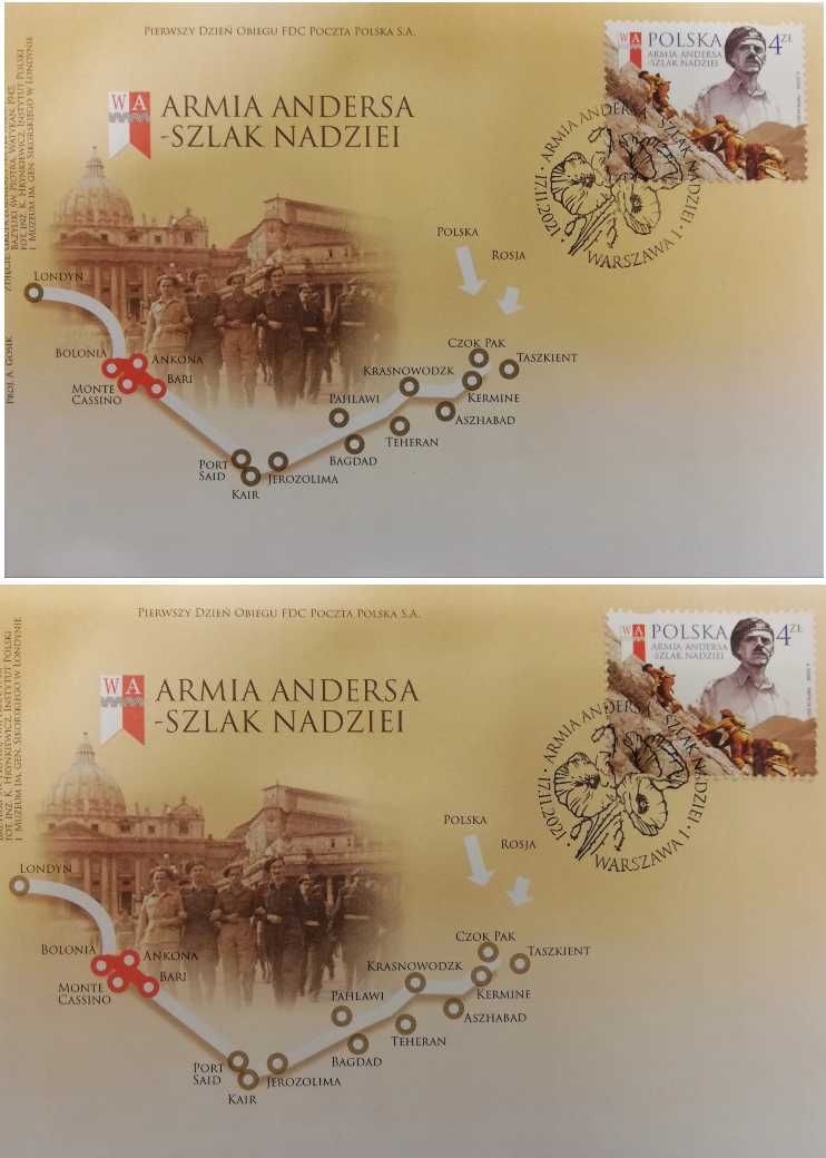 2X FDC - Fi. 5183 Armia Andersa - Szlak Nadziei.