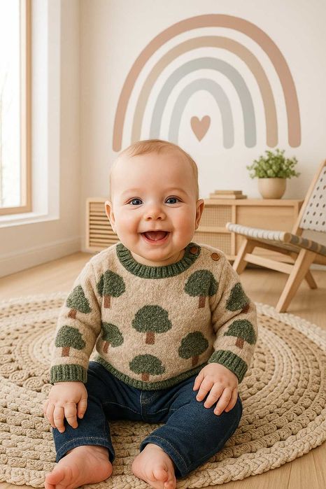 3- 6 miesiecy George uroczy sweterek dzianinowy  drzewa 62- 68