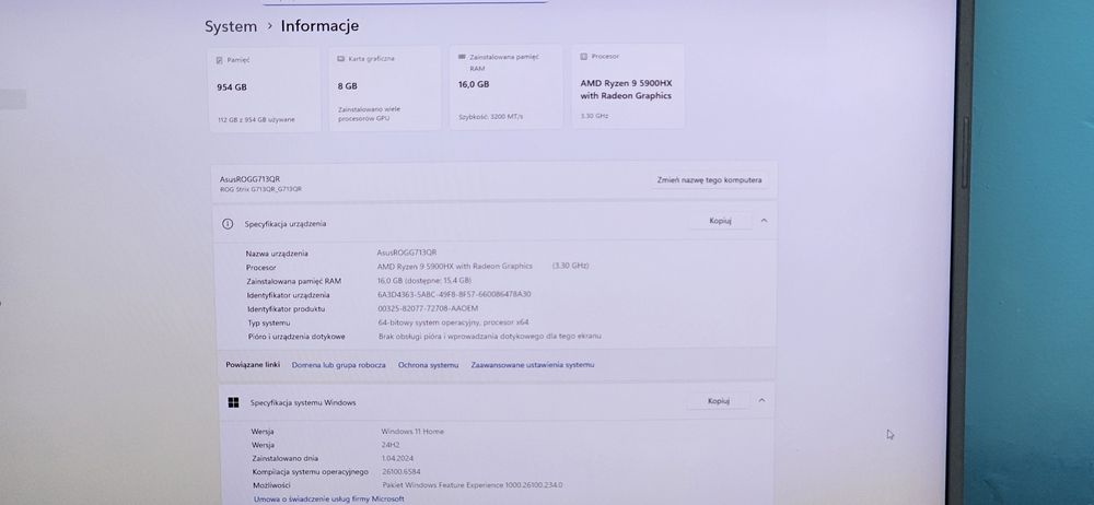 Asus ROG Strix G17 G713QR Ryzen 9 5900HX, RTX 3070 8GB, 32GB Ram, 1TB