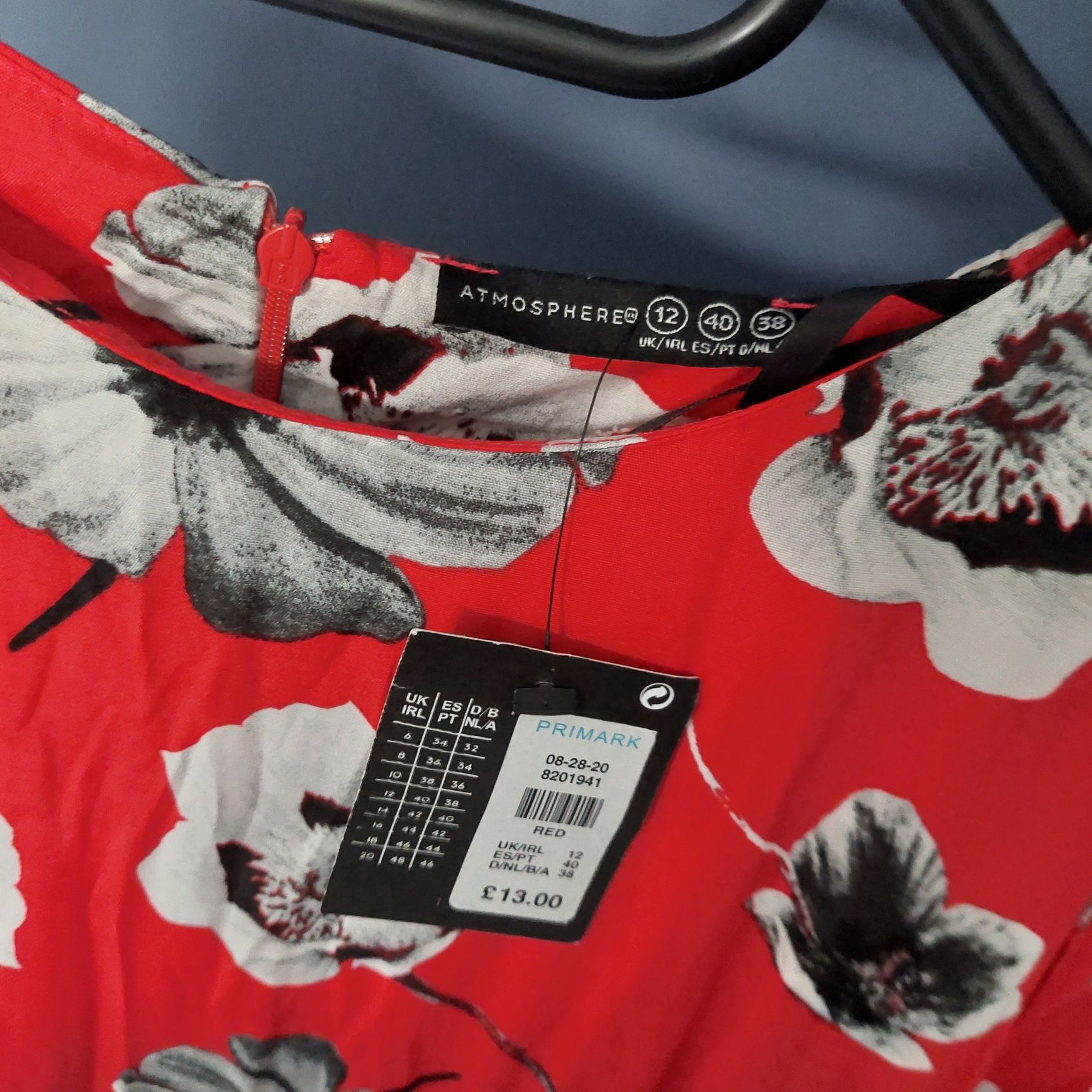 Sukienka PRIMARK NOWA ATMOSPHERE kwiaty czerwona 40 L