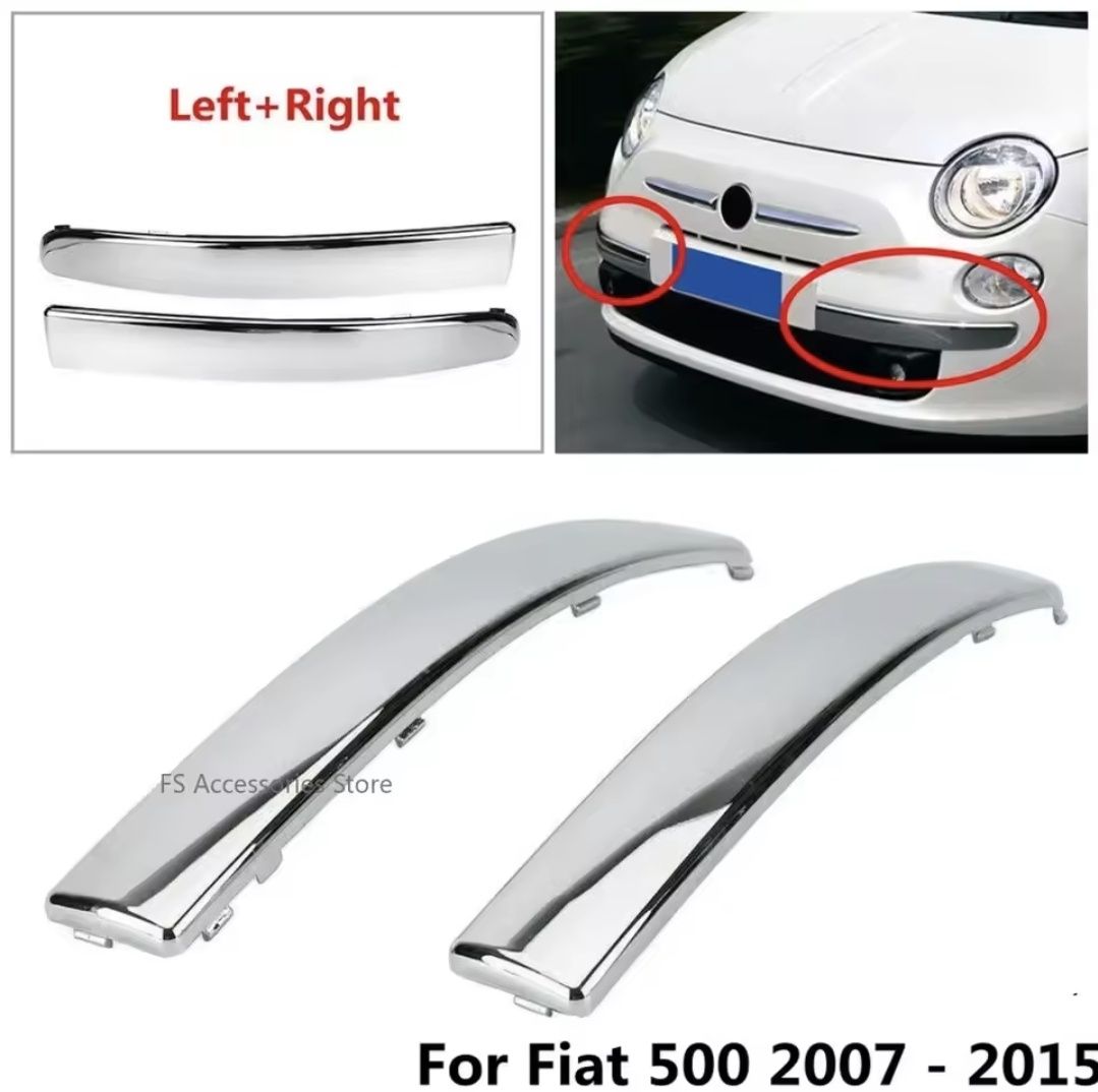 Moldura friso cromado pára choques frontal fiat 500 novos