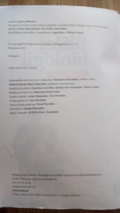 Zeszyt ćwiczeń gimnazjum 1, część 2"Bliżej biologii" wyd. WSiP