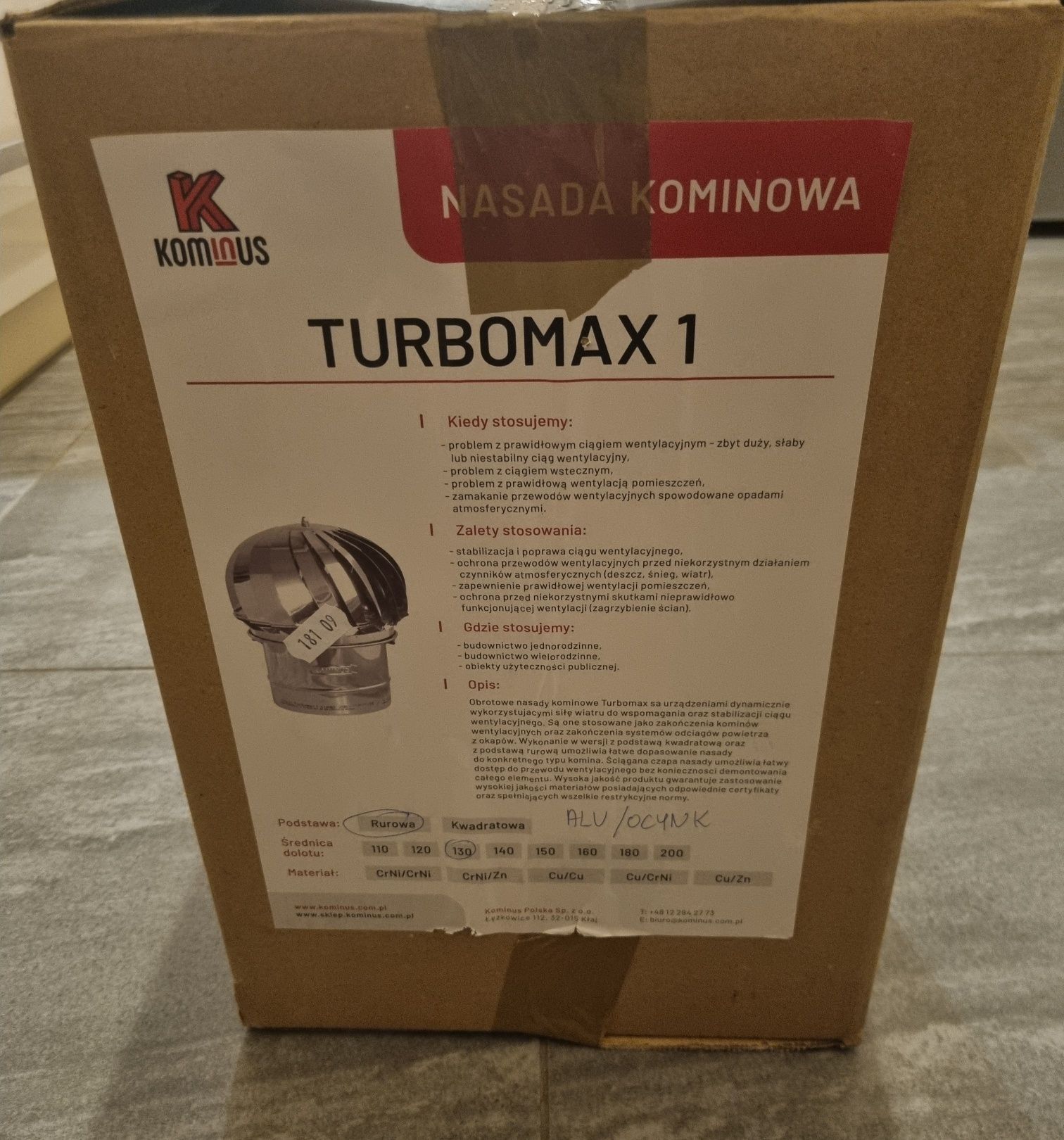 Nasada obrotowa TURBOMAX dn 130 kominowa