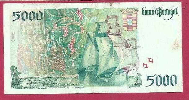 Notas de Portugal  3 Notas de 5.000 Escudos ch1-ch2A e ch3