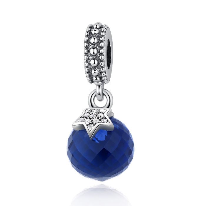 Pandora Charms zawieszka gwiazdy księżyc noc blue fasetka szkło murano