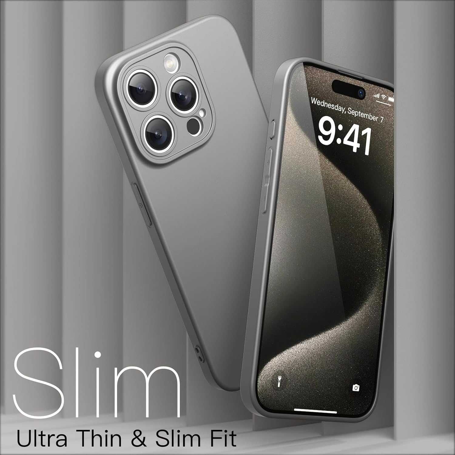 Cienkie etui plecki iPhone 15 Pro 6,1" bumper matowe Tytan JETech