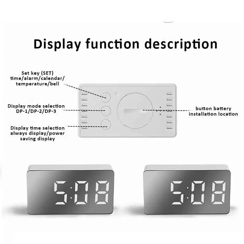 Цифровий годинник електроний настільний вимірювач температури LED