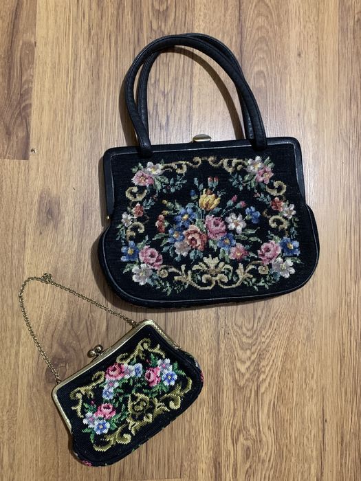 Вінтаж гобеленова сумка ридикюль 1950р вишита сумуа