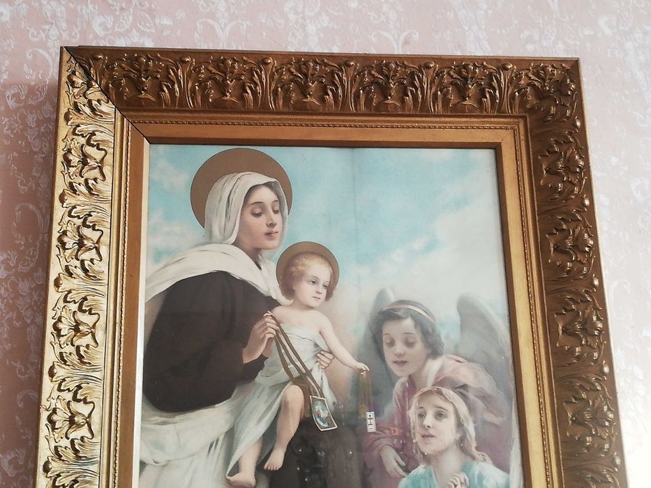 Stary obraz Matka Boska Szkaplerzna przedwojenny rarytas