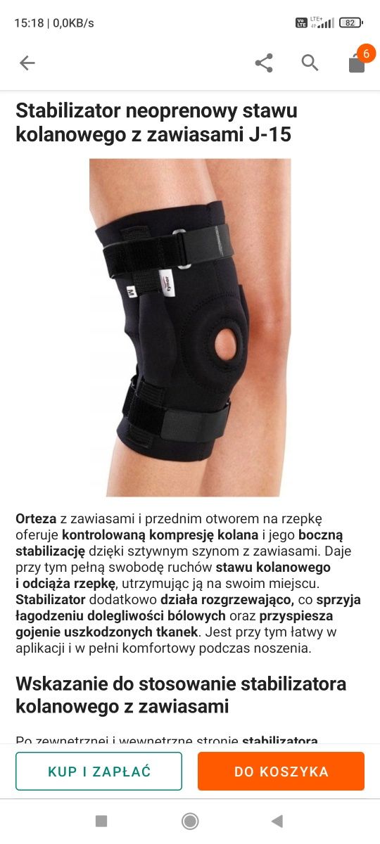 Orteza kolanowa 56-62cm jak nowa