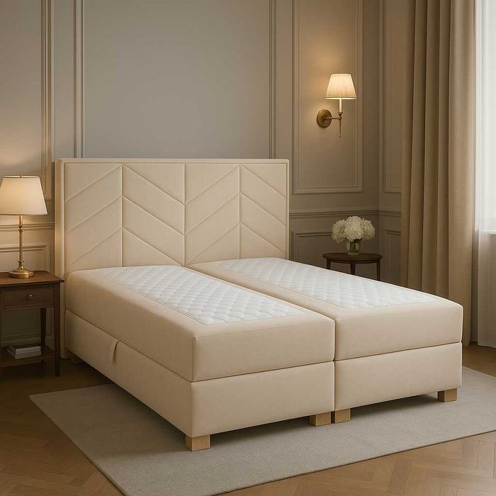 Łóżko kontynentalne Jodełka 140x200 materac pojemnik Producent