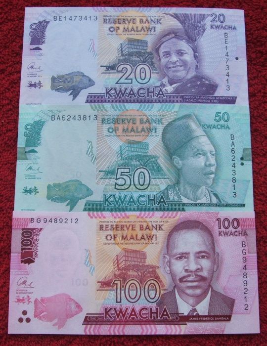 MALAWI Kolekcjonerskie Banknoty - 3 sztuki UNC
