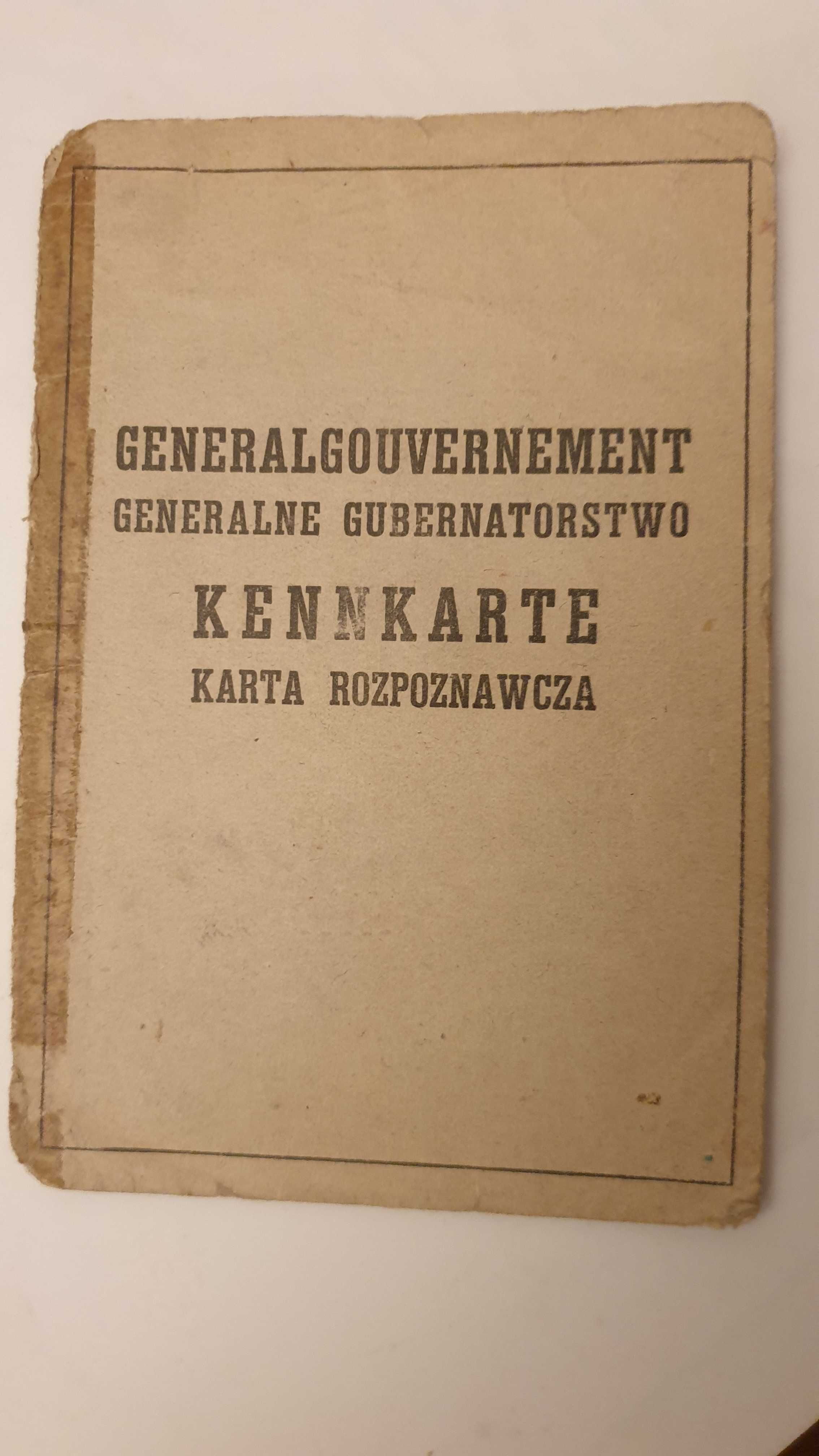G G -2 wojna Kennkarte - Końskie - kieleckie 1942 rok