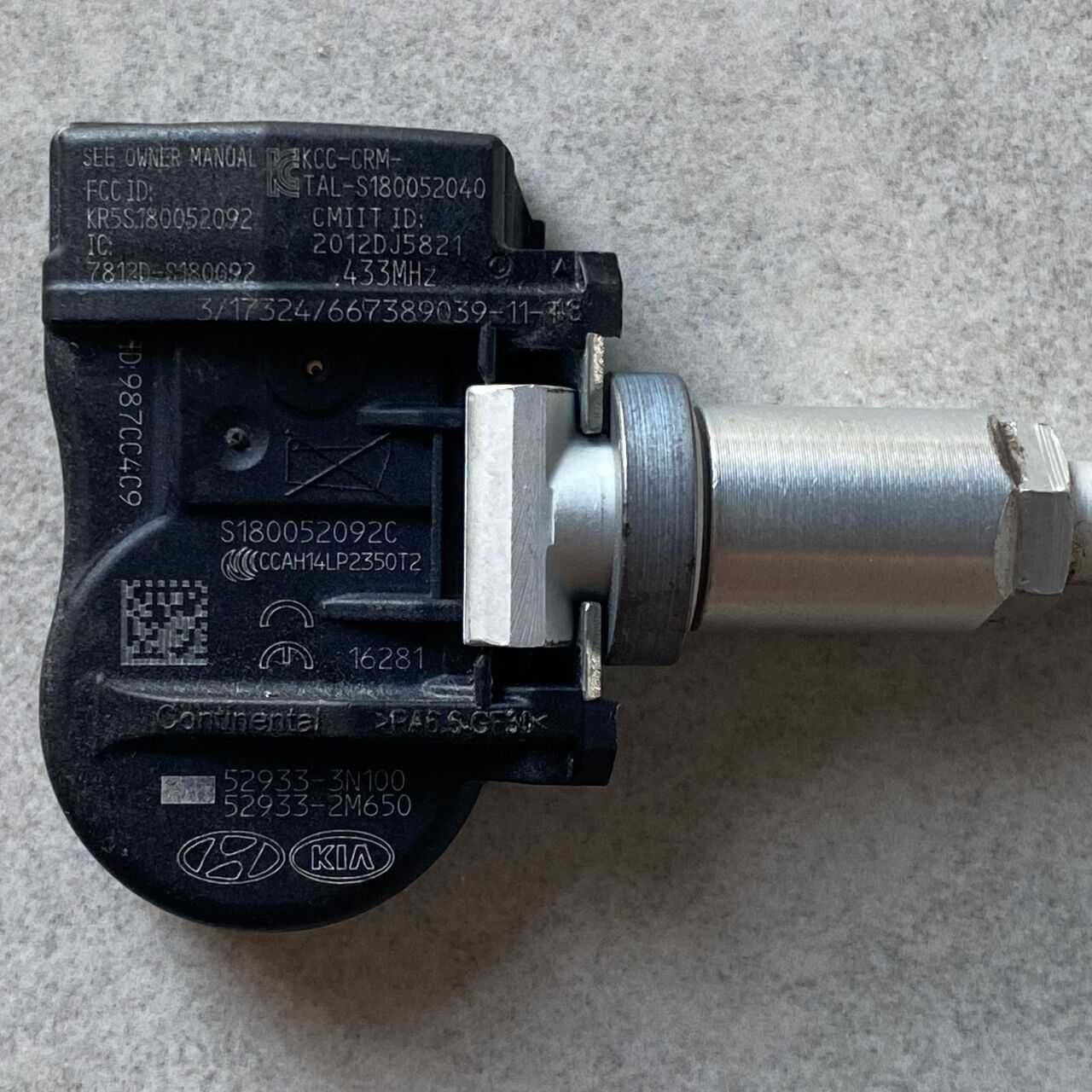TPMS датчик S180052092C 433 MHz Hyundai Kia 52933-3N100, 52933-2M650