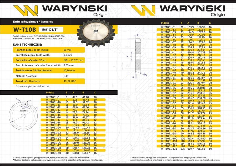 Koło zębate hartowane tarcza 10B-1 (R1 5/8) Z-24 Waryński