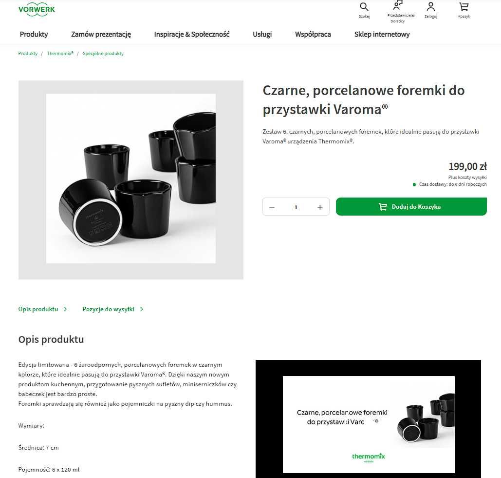 Czarne foremki porcelanowe do Thermomix - Varoma/ piekarnik