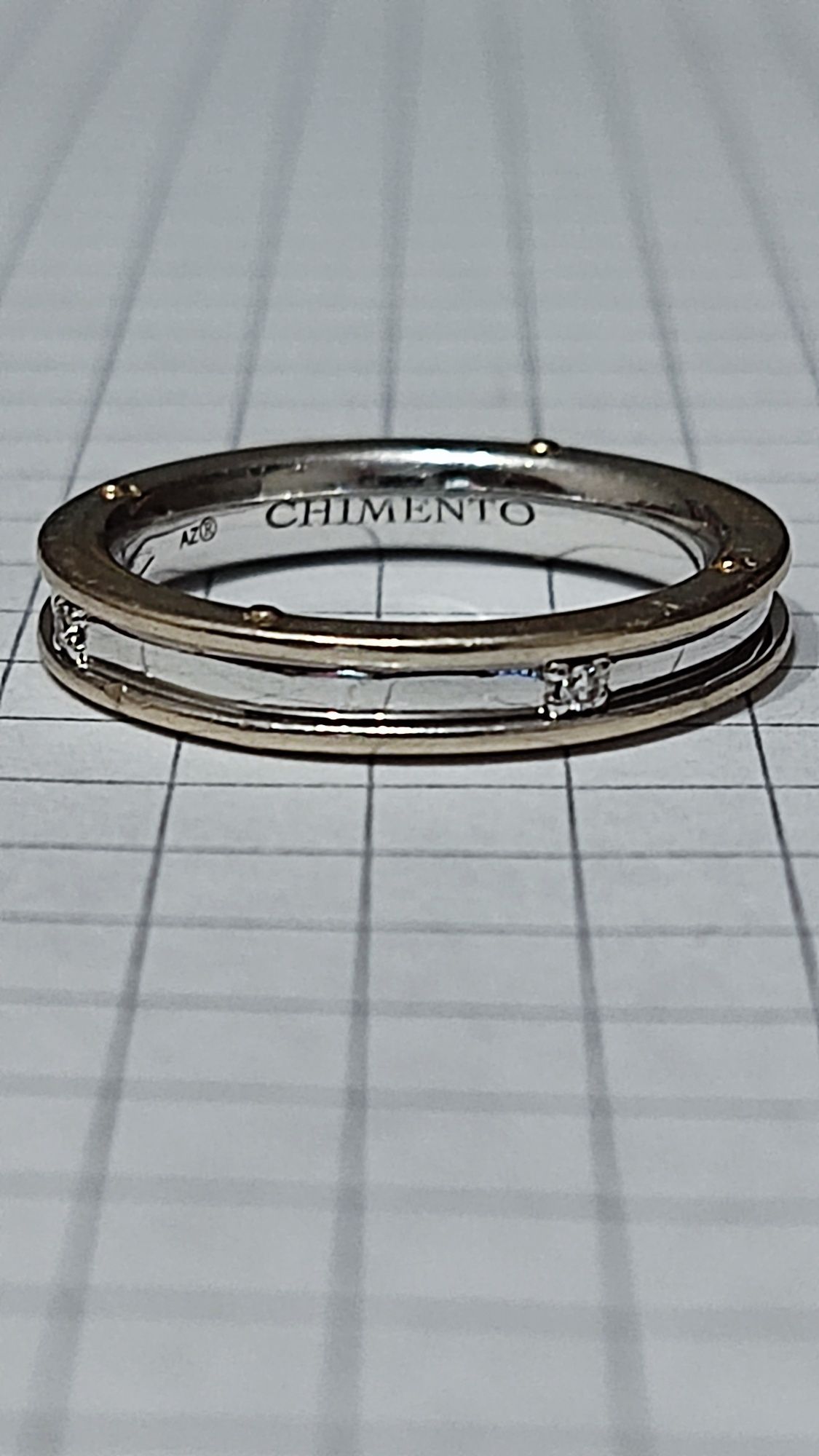 Золота каблучка, з діамантами, CHIMENTO, 750 проба.
