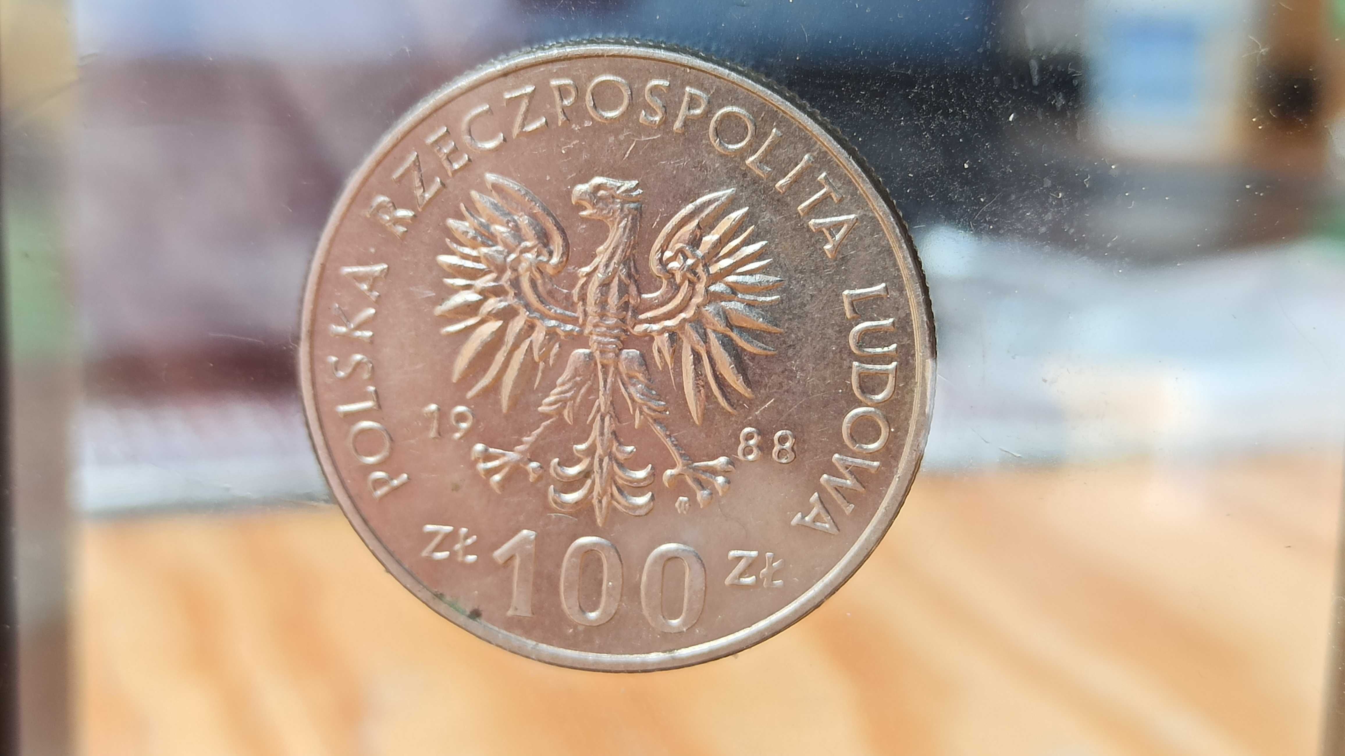PRL, Moneta 100 złotych Jadwiga 1988r. / Destrukt / Brak inicjałów