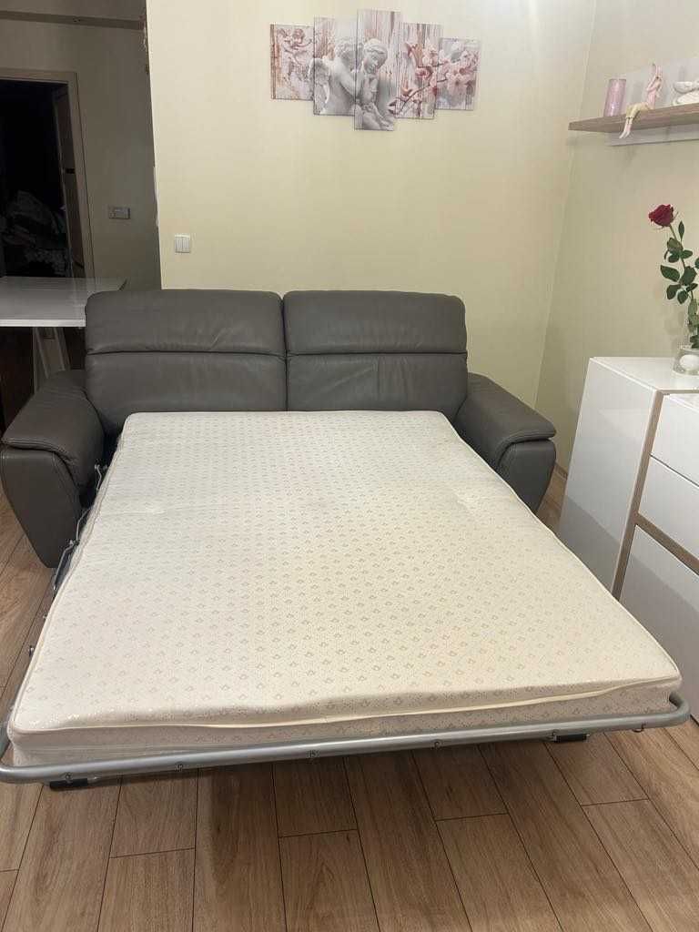 Meble skórzane Kler – sofa z funkcją spania + 2 fotele