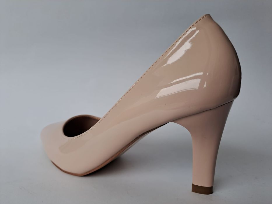 Czółenka na obcasie półbuty szpilki beżowe36 37 38