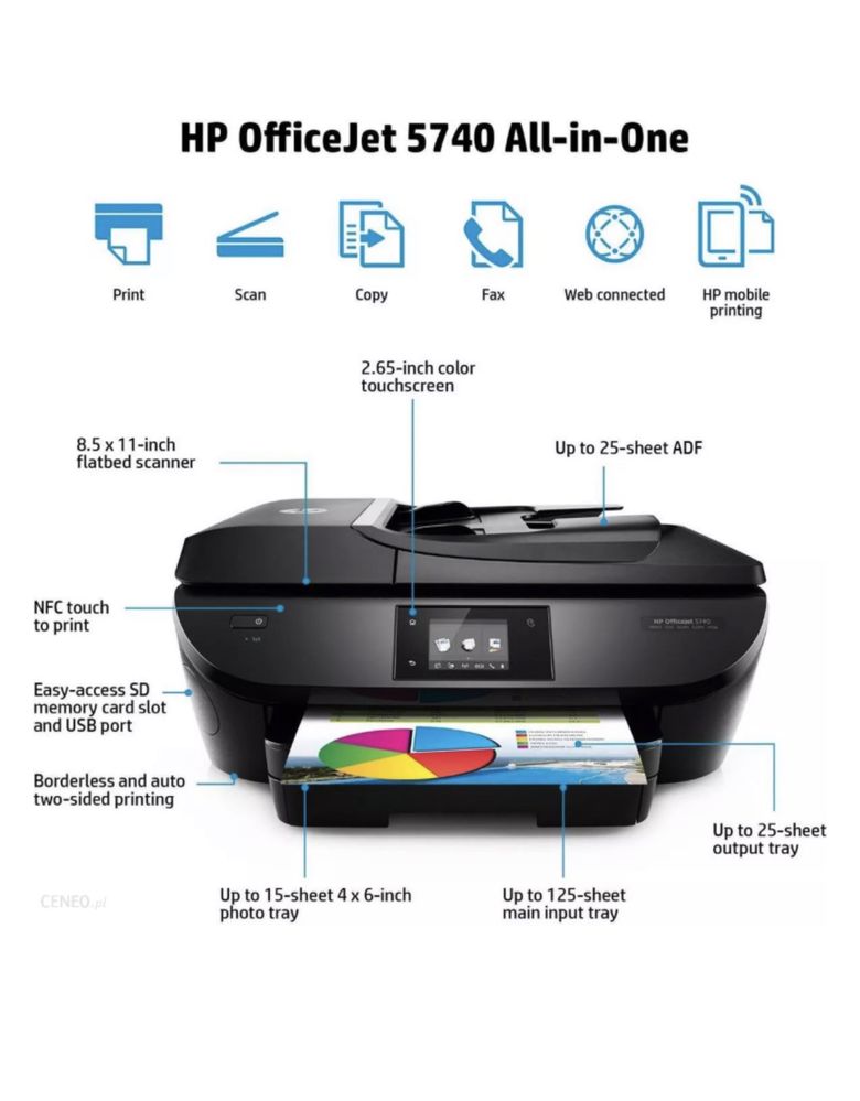 Drukarka HP OfficeJet 5740 WI-FI  FAX SKANER