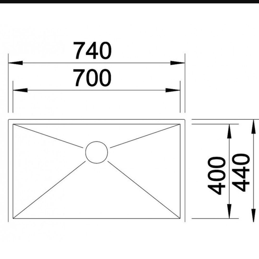 BLANCO ZEROX 700-U zlewozmywak stalowy, 740x440 mm, stal szlachetna gł