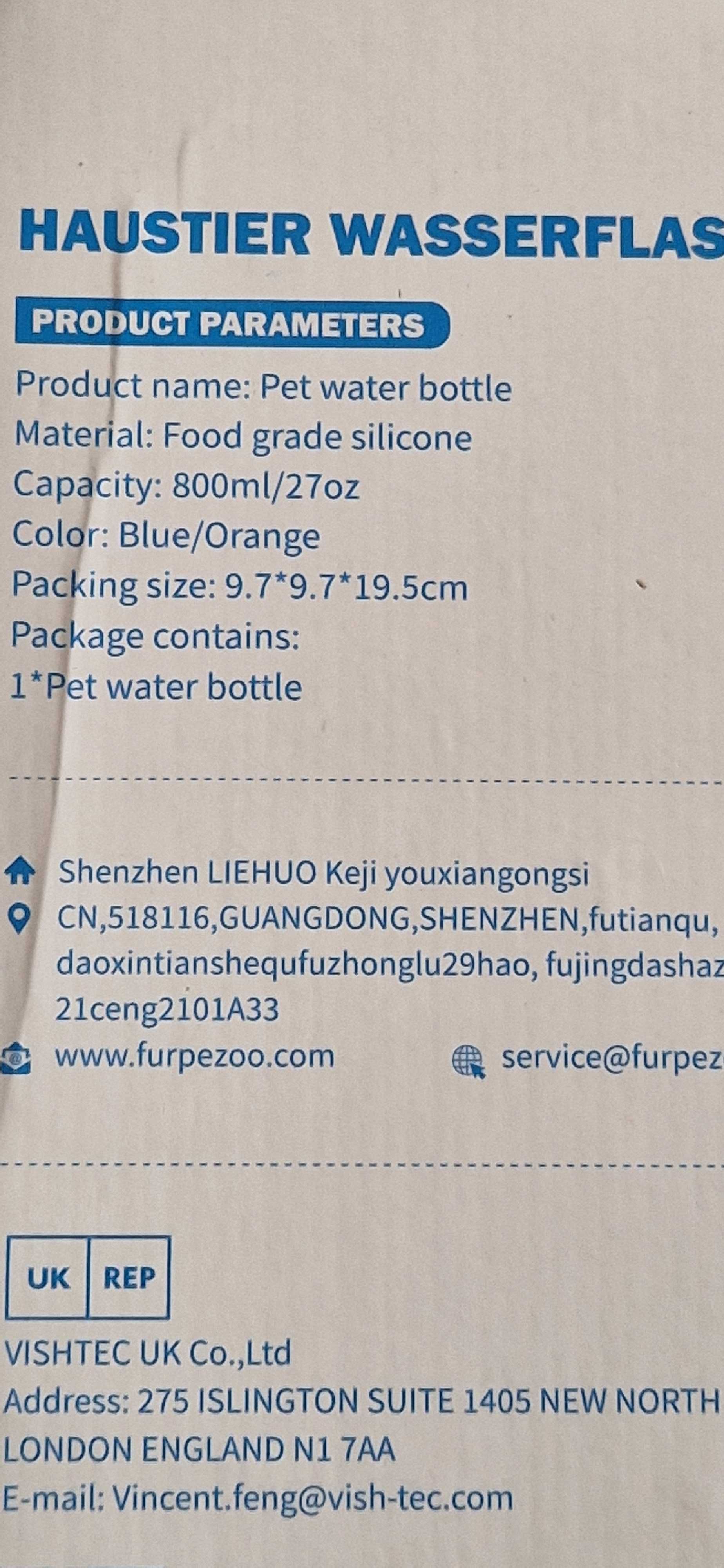 Butelka na wodę dla psa Furpezoo, 800 ml, nowa