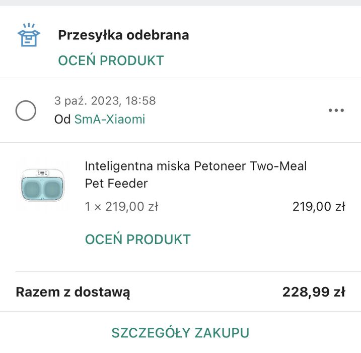 Petoneer Two-meal Feeder dozownik karmy dla kota