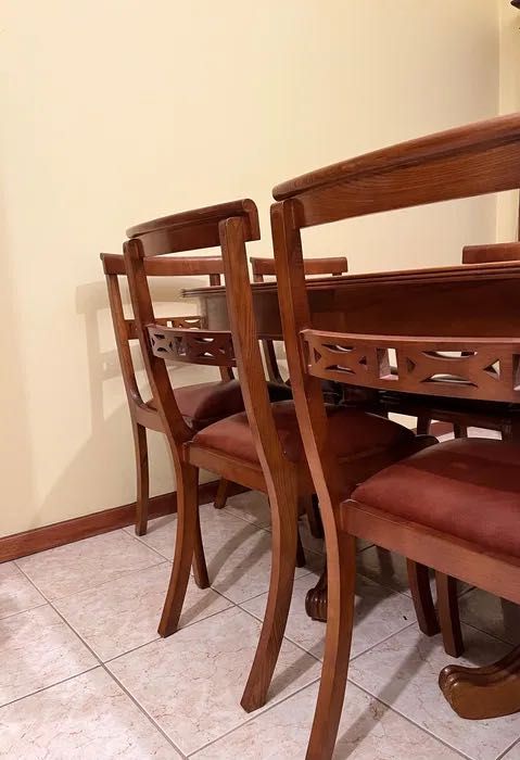 Móvel + mesa + cadeiras completamente novo 100% madeira natural