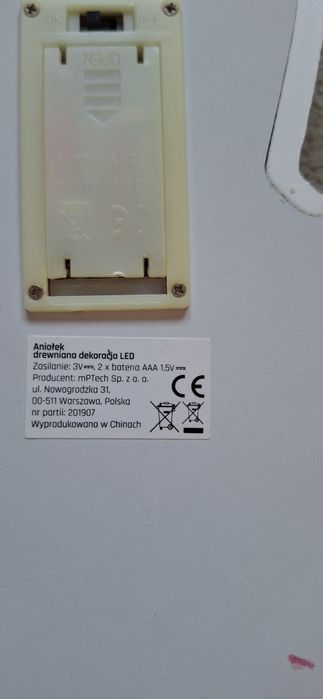 Lampka dekoracja drewniana LED Aniołek