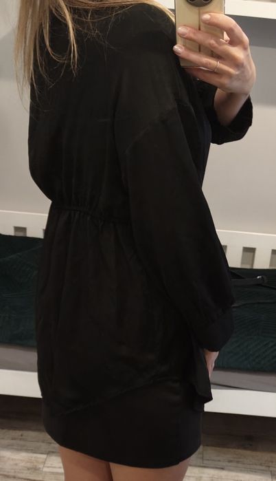 Bluzka koszula elegancka satynowa Shein 2XL czarna że zdobieniem