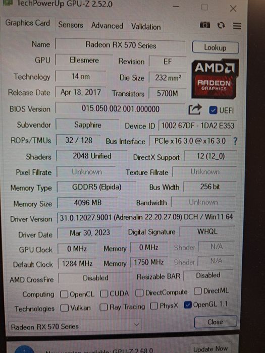 Видеокарта Sapphire Nitro+ RX 570 4GB после майнинга (описание!)