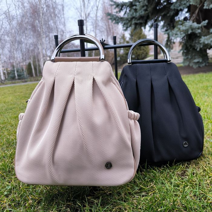 Рюкзак жіночий сумка-рюкзак женский черный бежевый бежевий чорний