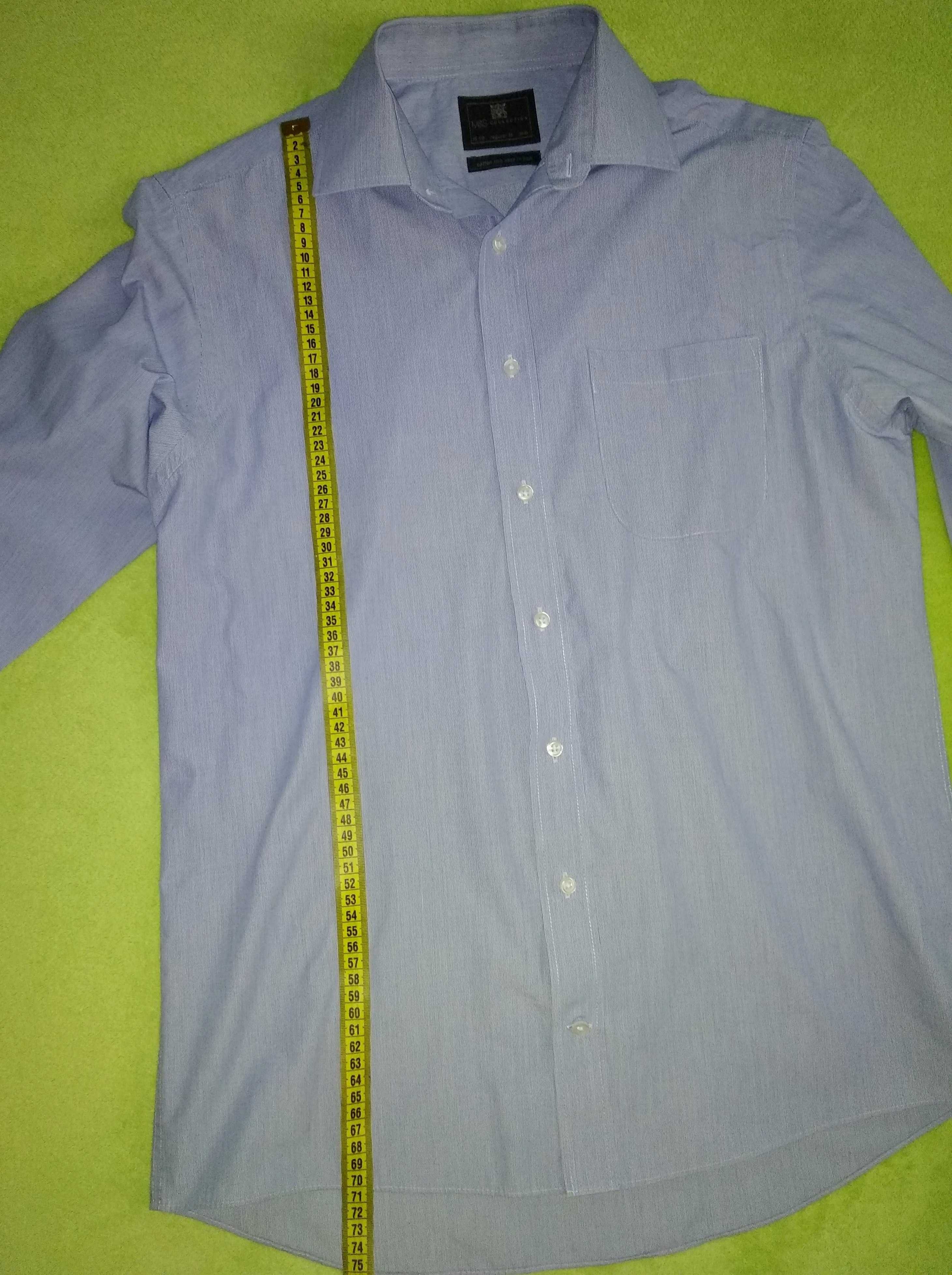 Niebieska koszula męska MARKS & SPENCER regular fit. Rozmiar M (39-40)