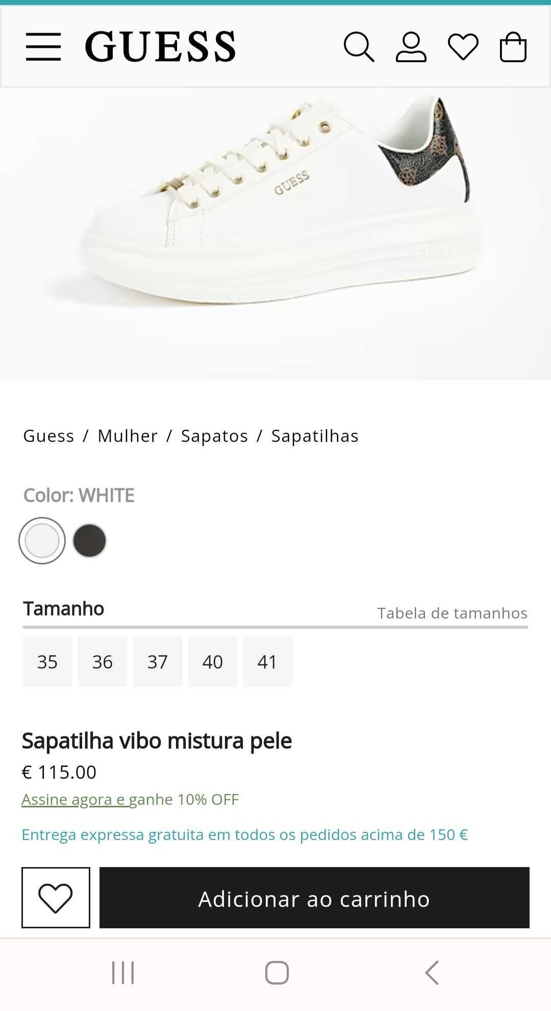 Sapatilha Ténis Guess vibo mistura pele