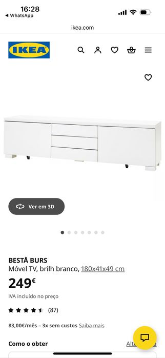 Movel TV Ikea Besta Burs 180x41x49