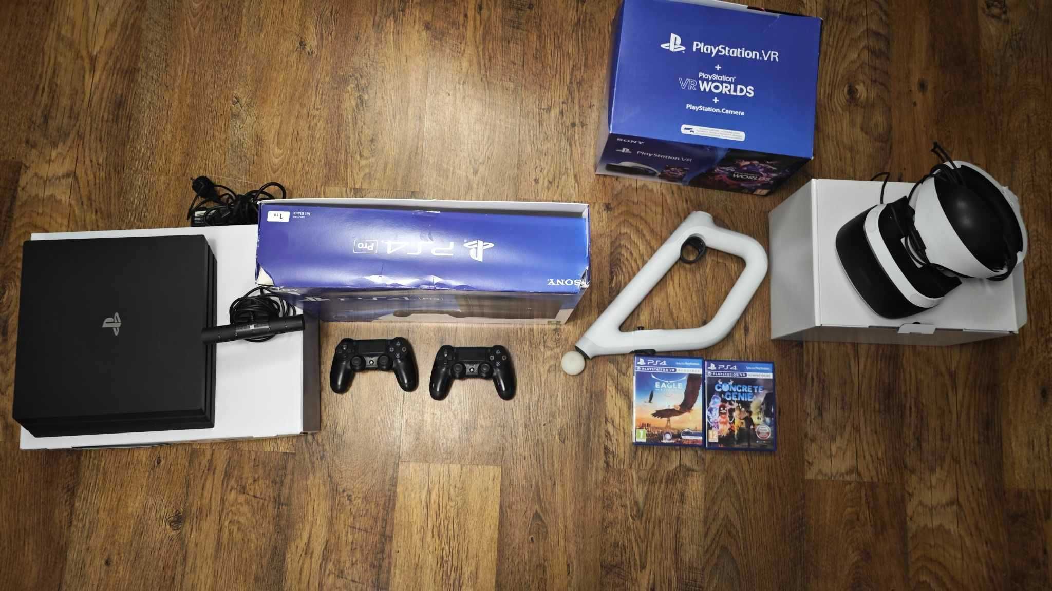 Playstation 4 PRO + PS VR (Cały zestaw) + GRY 2szt, Sony 3D VR AIM