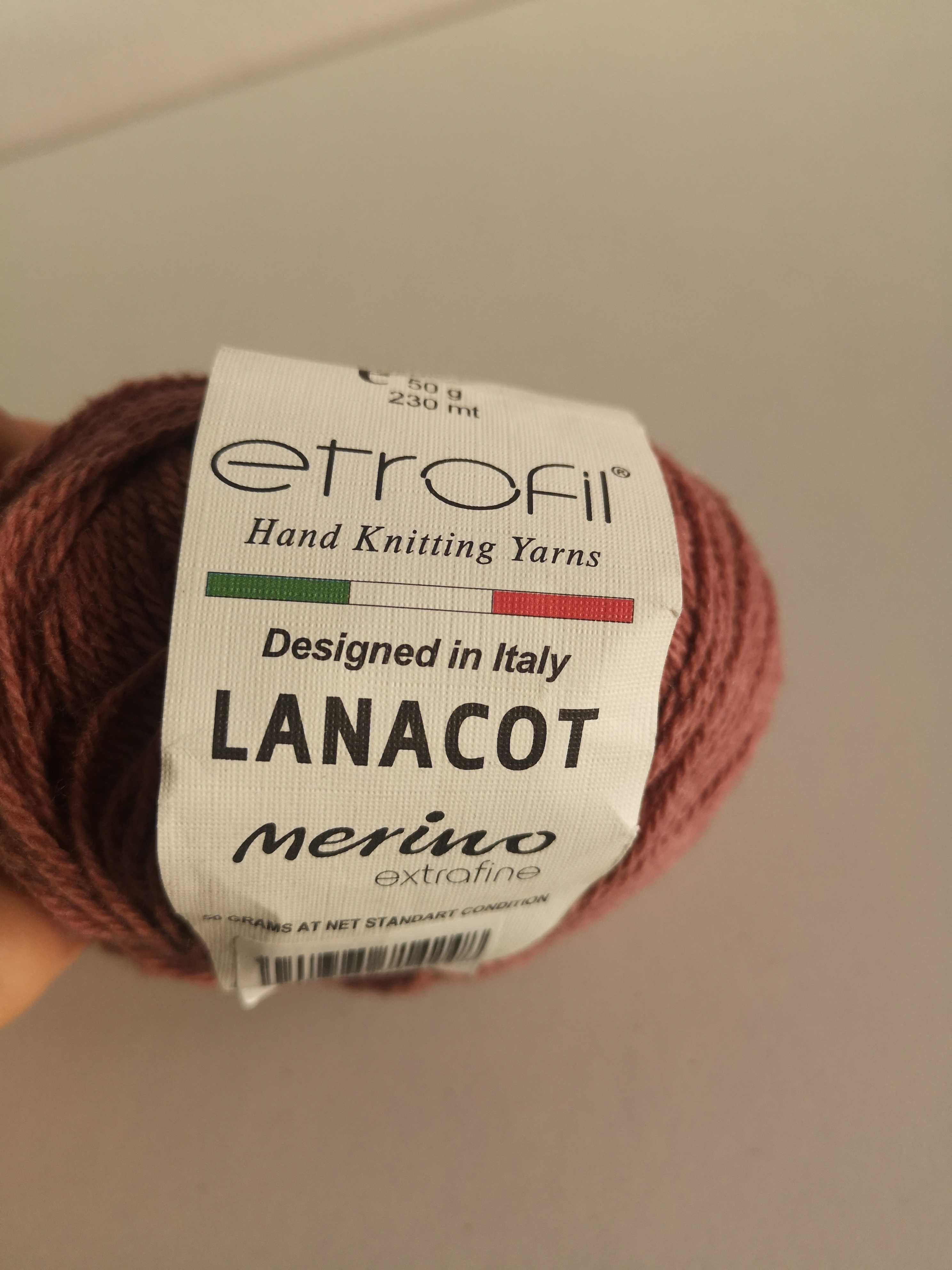 Włóczka ETROFIL LANACOT CO071 org. 55% merino+bawełna FIOLET BEŻ (169)
