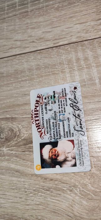 Gadżet świąteczny mikołajkowy prawo jazdy Świętego Mikołaja
